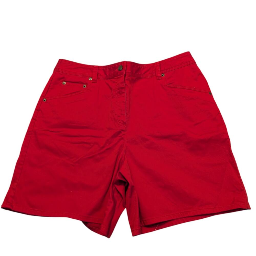 TALBOTS 14 Red Stretch Denim-Like Shorts Summer Vacation Cruise Preppy